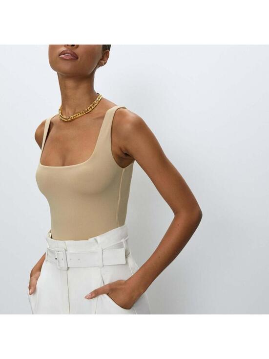 Aritzia Tops - Aritzia Babaton Contour Squareneck Tanktop Bodysuit - S - Beige